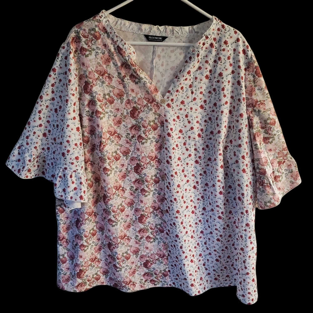 BloomChic Womens Floral Top Plus Size 22-24 Ruffle‎ Flutter Slv Cottagecore Boho